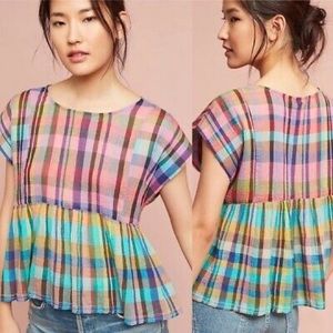 Anthropologie Holding Horses Mina Plaid Top
